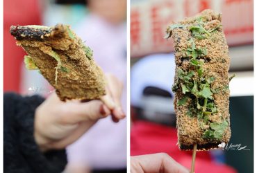 南機場夜市美食│陳記豬血糕 近一甲子的古早味小吃 特製甜辣醬  灑滿花生粉香菜